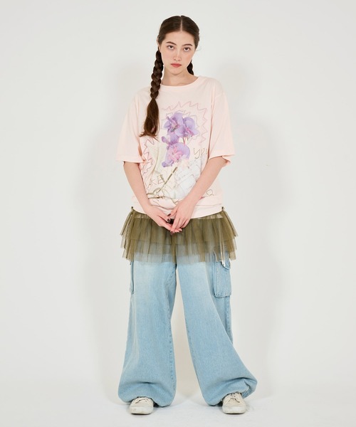 TINA：JOJUN tシャツ フラワーコラージュ オーバーTシャツ