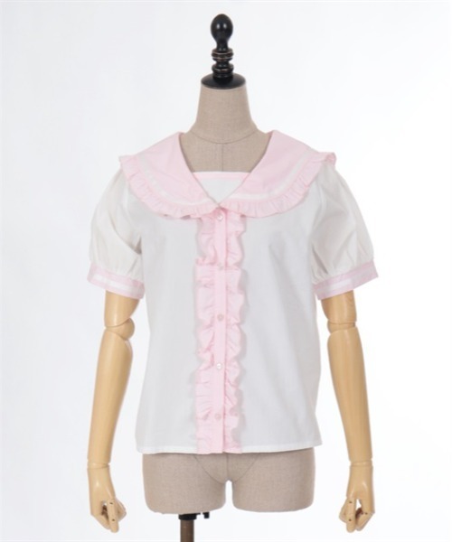 トーションレース丸襟ブラウス | kawaii | axes femme online shop