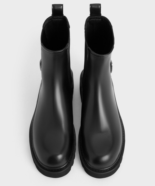CHARLES ＆ KEITH ブーツ サイドバックル リッジッドソール