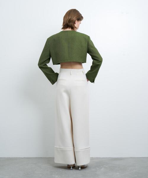 LANVIN en Bleu コート アウター メランジツイードクロップド