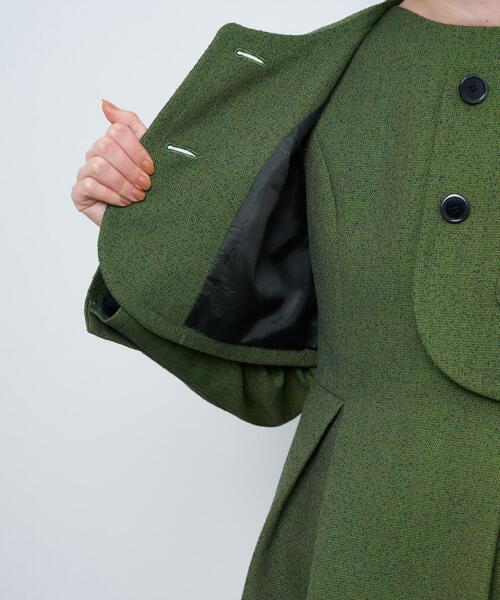 LANVIN en Bleu コート アウター メランジツイードクロップド