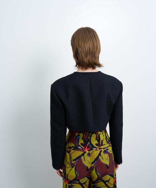 LANVIN en Bleu コート アウター メランジツイードクロップド