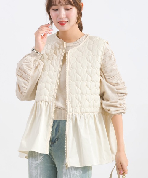 PICCIN ベスト ジレ 「WEB限定」ハートキルティング切り替えベスト