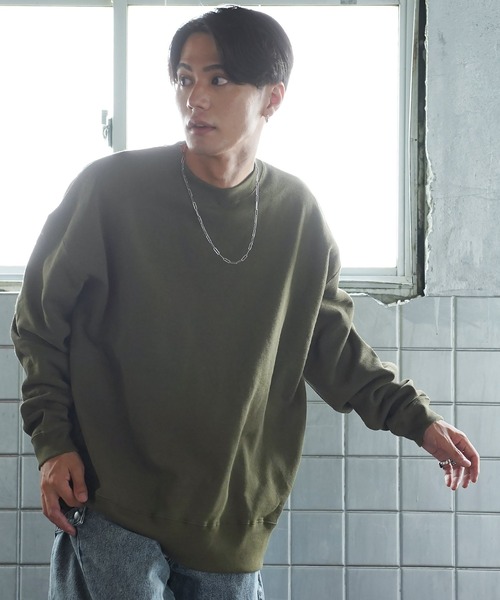 新品タグ付 A/W24-25 BUNNY ORB コットン裏毛クルーネックトップ NEVER） Acquiesce tシャツ USAコットン裏起毛ビッグシルエット