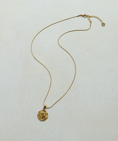 ネックレス 「金属アレルギー対応/ステンレス」スネークチェーン×コインネックレス レディース メンズの画像