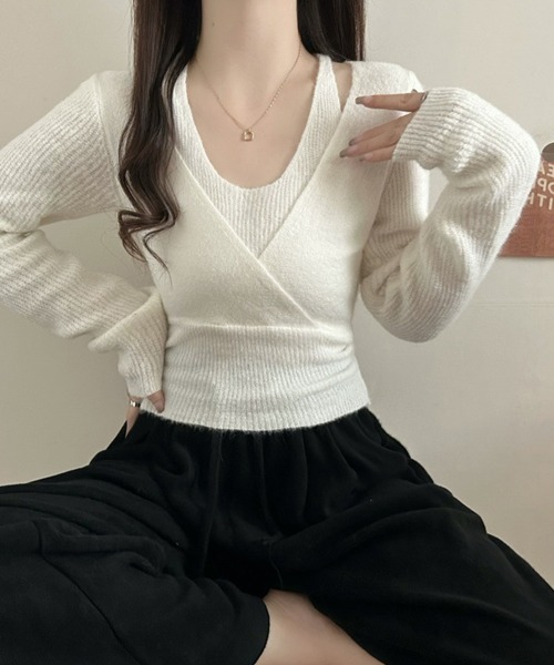 ニット セーター 「PLUS」ホルターネックレイヤードセットニット レディース PLUS】ホルターネックレイヤードセットニット｜WOMEN｜250HAP70
