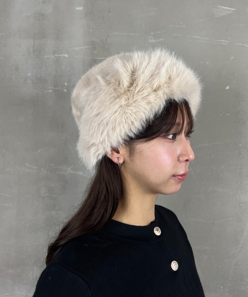 Loco Ocean 帽子 ハット ふわふわファーロシア帽 シンプル 防寒