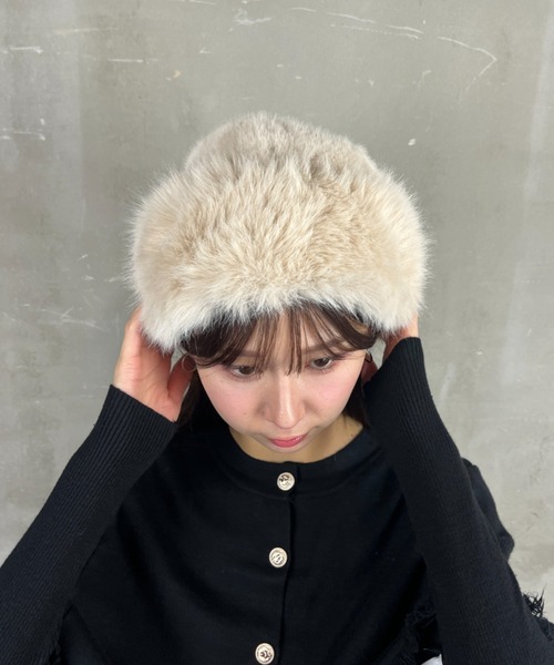Loco Ocean 帽子 ハット ふわふわファーロシア帽 シンプル 防寒