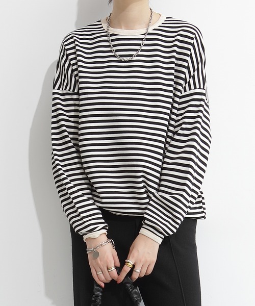 tシャツ こなれスタイルを叶える ドロップショルダーボーダー