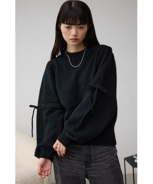 美品！MOUSSY　袖リボン　可愛いセーター moussy - 美品！MOUSSY 袖リボン 可愛いセーターの通販 by ブランド服