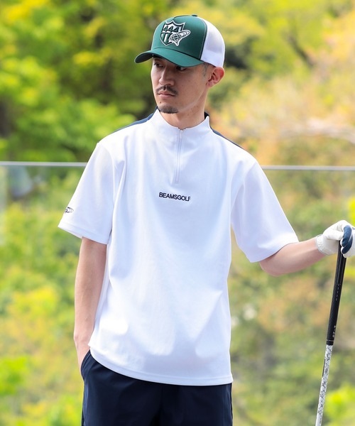 PGG ピージージー ハーフジップ モックネック シャツ 0 イエロー ゴルフ PING tシャツ 「PING APPAREL」サライテック二重織半袖ハーフ