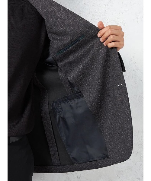 グレー テーラードジャケット 2つボタン ジャケット テーラードジャケット 「軽量」プリントニット 2つボタン