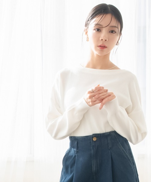 ニット セーター 小さいサイズ　綿混ドルマンショート丈ニット　低身長さん・小柄女性 レディース