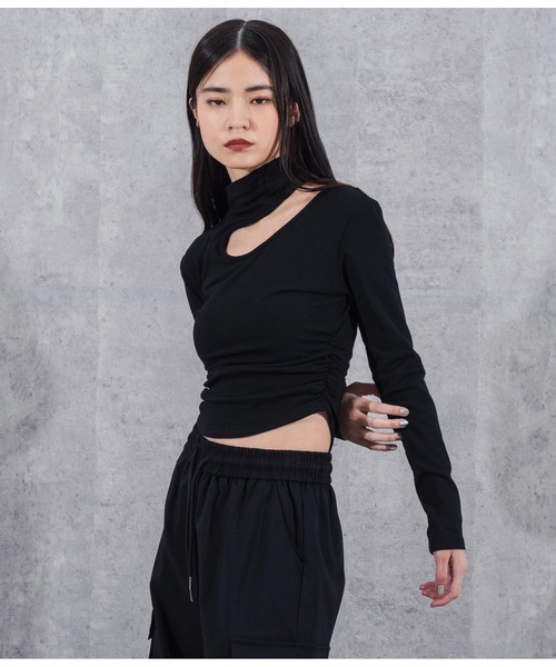 トップス nyan ANAP（アナップ） tシャツ アシンメトリータイトトップス レディース