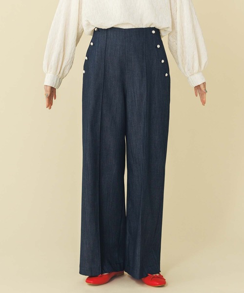 【新品タグ付き】リヨセルデニムパール釦パンツ Gready Brilliant パンツ リヨセルデニムパール釦 レディース