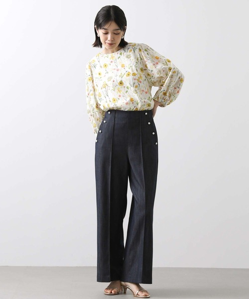 【新品タグ付き】リヨセルデニムパール釦パンツ Gready Brilliant パンツ リヨセルデニムパール釦 レディース