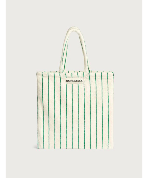 BONGUSTA エコバッグ ホワイトとグリーンのストライプ　ボングスタ BONGUSTA トートバッグ 「BONGUSTA/ボングスタ」NARAM STRIPED