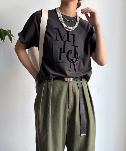 tシャツ MILLION MIXフロッキーロゴTEE レディース DouDou tシャツ MILLION MIXフロッキーロゴTEE レディース