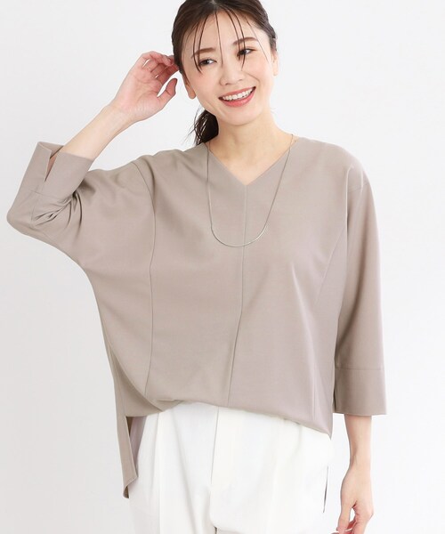 ブラウス シャツ 「夏SALE／接触冷感／マシンウォッシュ可／セットアップ可能」ドルマンスリーブVネックブラウス レディース