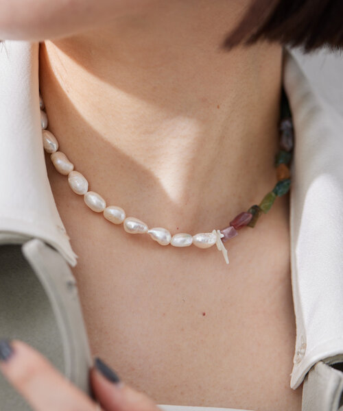 新品 ear PAPILLONNER 2WAY 淡水パールネックレス 2点セット/金属アレルギー対応/ステンレス》淡水パールトップ