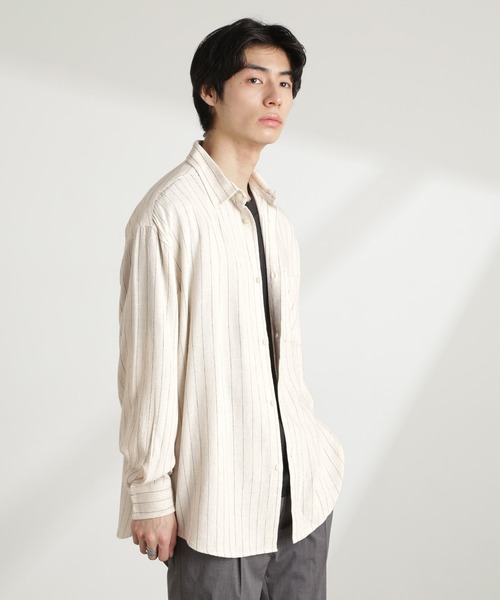 Brioni メンズ シャツ M ピンストライプ イタリア製 NANO universe（ナノ・ユニバース） シャツ WEB限定/ピンストライプ