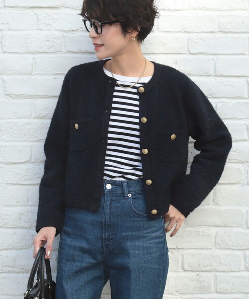 「NOLLEY'S」 ノーカラージャケット 38 オフホワイト レディース_画像6