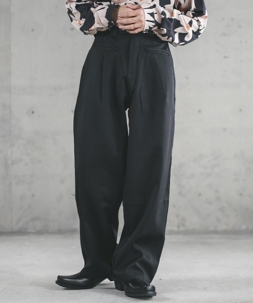 Shoowtime（ショウタイム） スラックス One tuck wide straight slacks
