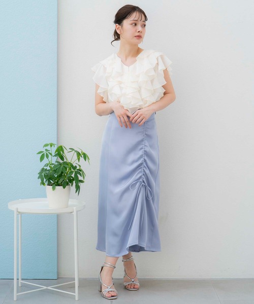 ノエラ　noela  スタンドカラーフリルシャツ NOELA（ノエラ）の「スタンドカラーフリルシャツ（シャツ/ブラウス