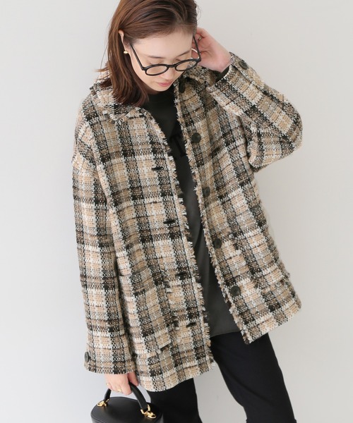 SLOBE IENA（スローブイエナ） ツイードジャケット FREE ブラック