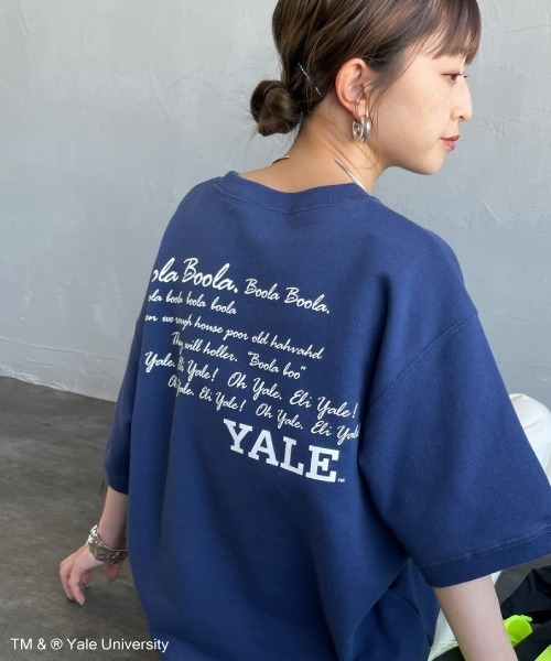 Yale ネイビー プリントスウェット JEANS FACTORY トレーナー スウェット 「YALE/イェール」 YALE