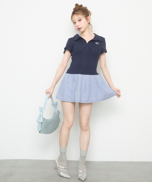 関税/送料込◆*courreges*ピケ ミニ ポロワンピース Louere ワンピース ロゴ刺繍ミニポロワンピース : ZOZOTOWN