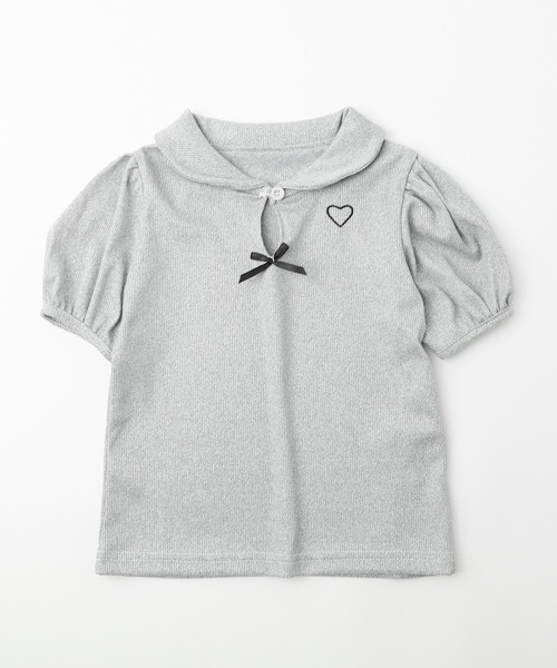 ナイルパーチ BABYGIFT柄セーラー襟パフスリーブカットソー♡ URBAN CHERRY tシャツ 襟付きワンポイントハート刺繍