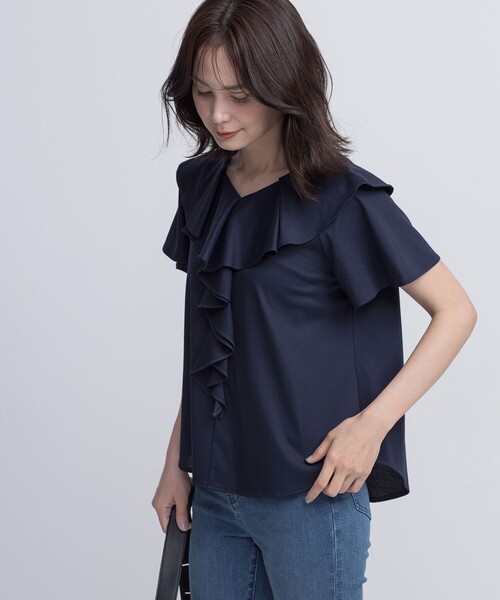 tシャツ ブラウスライクラッフル カットソー レディース