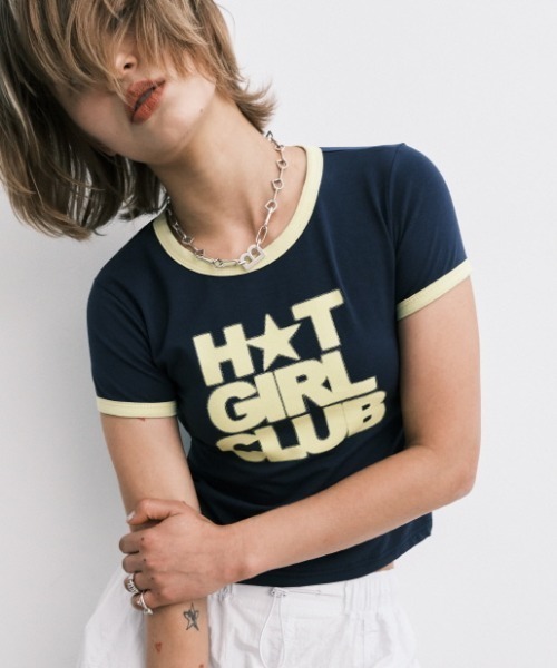 tシャツ A'GEM/9 × .kom 「MIDNIGHT MOVE/ミッドナイトムーブ」 RINGER T-SHIRT/リンガー 半袖Tシャツ レデ