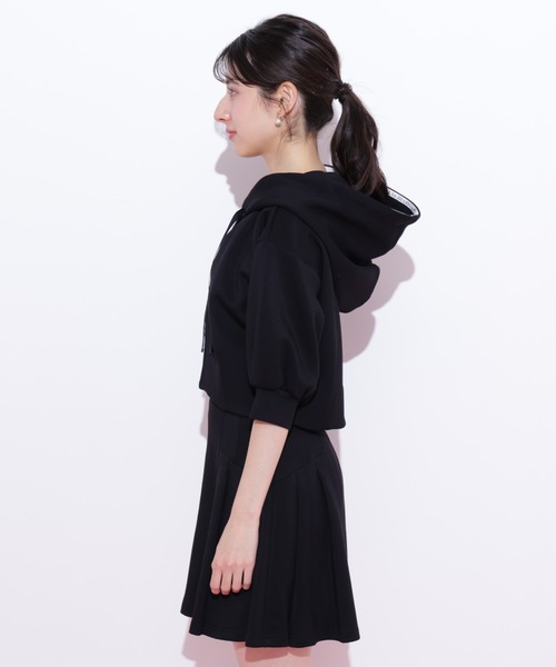「JILL by JILL STUART」 ジップアップパーカー FREE ブラック レディース JILL by STUART パーカー 5分袖ダイバーセットアップパーカー