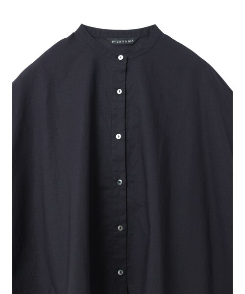 mizuiro ind 半袖シャツ コットンリネン新品 mizuiroind ブラウス シャツ mizuiro ind リネンスタンドカラー