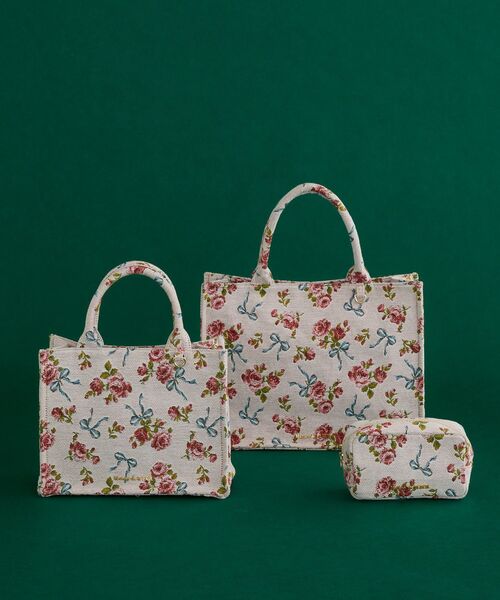 Maison de FLEUR（メゾンドフルール） トートバッグ ローズリボン柄