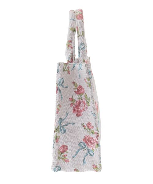 Maison de FLEUR トートバッグ ローズリボン柄ゴブランスクエア