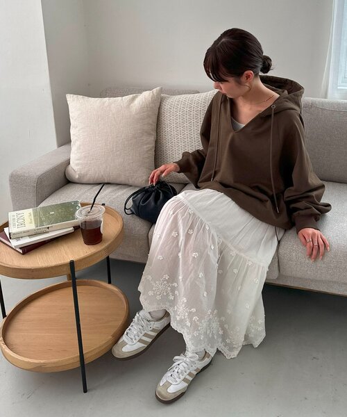 パーカー 「AW先行予約/ユニセックス」ワンポイント刺繍スウェットドロストフーディ レディース メンズ Discoat パーカー 「AW先行予約/ユニセックス」ワンポイント刺繍