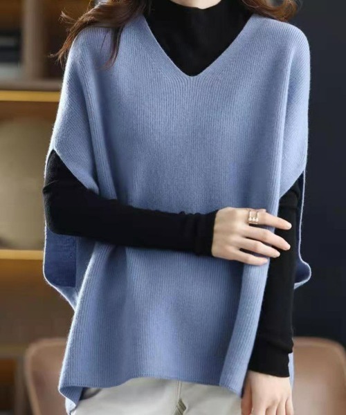 ドゥロワー 21AW 7GカシミヤVネックノースリーブニット ベスト 1 黒 Drawer - ドゥロワー 21AW 7GカシミヤVネックノースリーブニット
