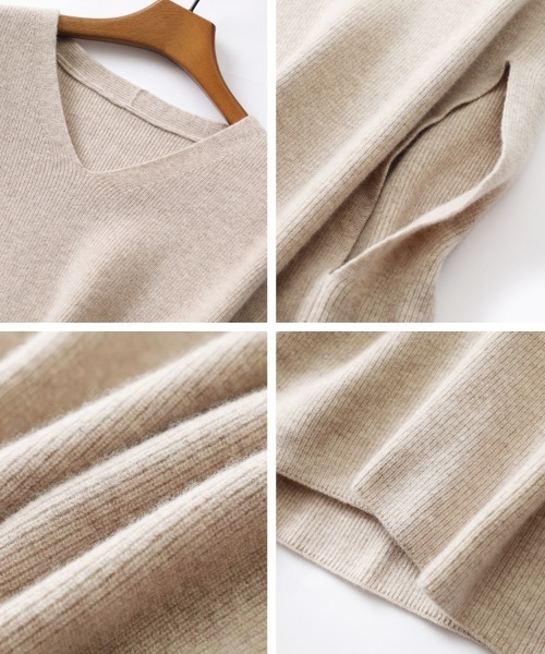 SEU ベスト ジレ ドロップショルダー ノースリーブ Vネック ニット