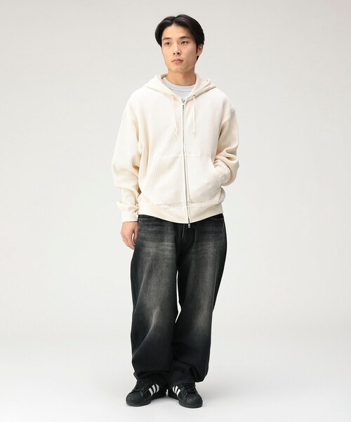 BEAMS T（ビームスT） パーカー Waffle Full Zip Hoodie ワッフル フル