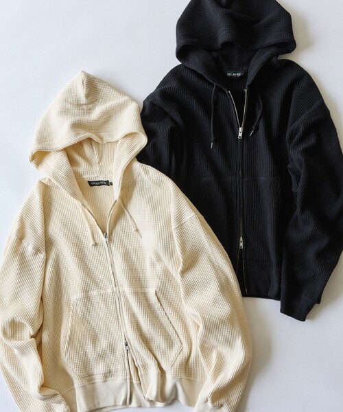 BEAMS T（ビームスT） パーカー Waffle Full Zip Hoodie ワッフル フル