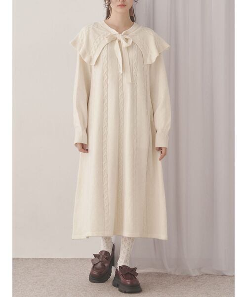 merry jenny（メリージェニー） ワンピース ケープリボンニット