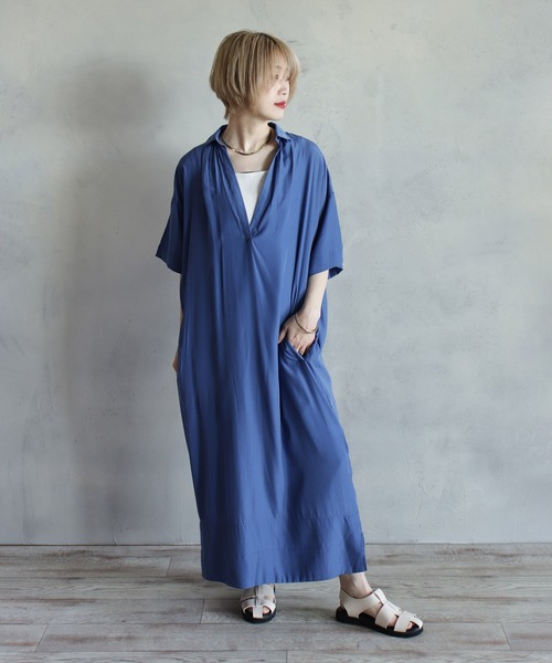 「BITTOKO」 半袖ワンピース FREE ブルー レディース_画像7