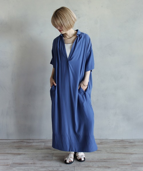 「BITTOKO」 半袖ワンピース FREE ブルー レディース_画像9