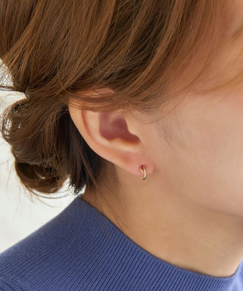 10金【クロッシングフープピアス】ピンクゴールド K10刻印入 新品！ Phoebe（フィービー） ピアス 「K10」クロッシングピアス ゴールド/BOX