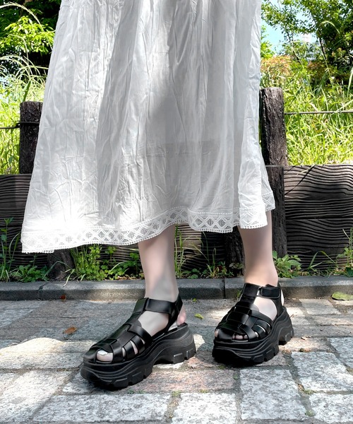 「LUGG NAGG」 ヒールサンダル L ブラック レディース_画像9
