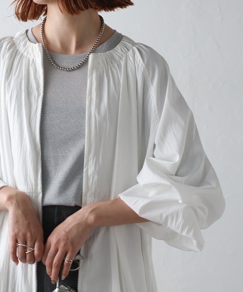 「meilmada」 ジップアップブルゾン FREE ホワイト レディース_画像4