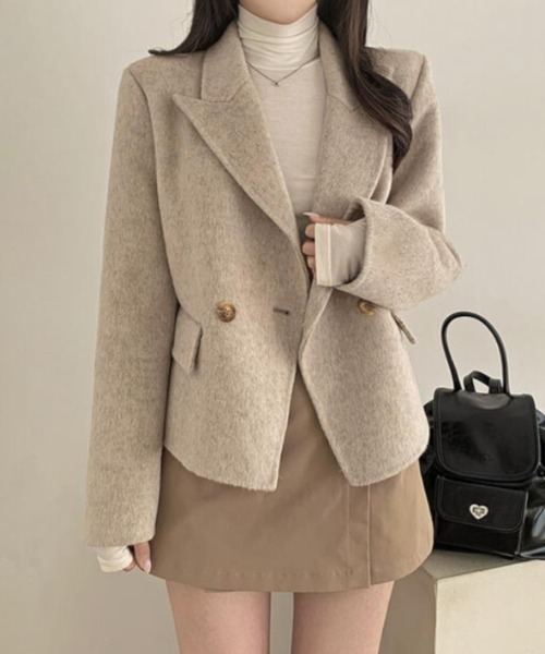完売 新品 韓国 LOOKAST ウール カシミア ショート ジャケット コート コート アウター ショートコート「韓国ファッション」 レディース